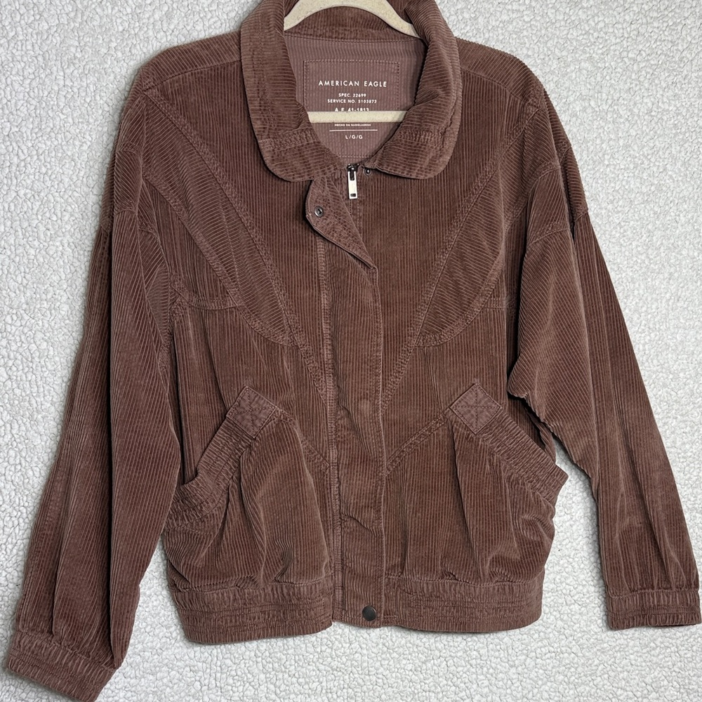 American Eagle Outfitters Brown Corduroy Bomber Jacket